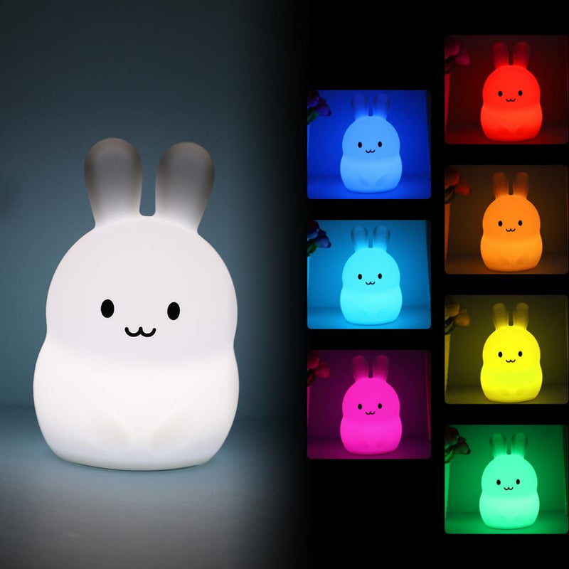 Mini Bear Rabbit Hippo Owl Penguin Lamp RGB LED Night Light Portable Cartoon Silicone Animal Lamp for Children Kids Baby Gift