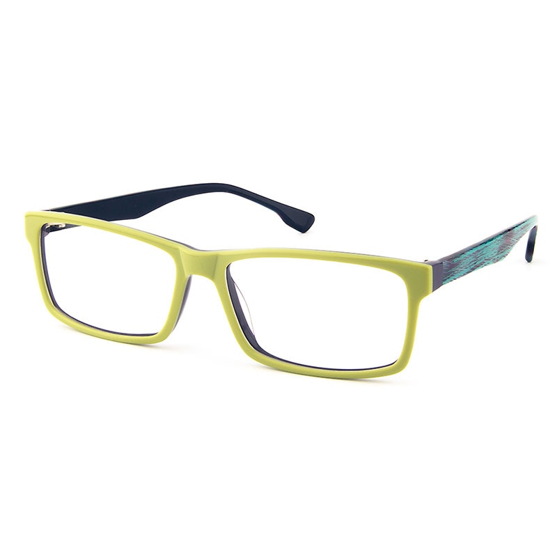 Gmei Optical T9051 Acetate Full-Rim Rectangle Green Front Frame Eyeglasses for Women and Men Spectacles Eyewear