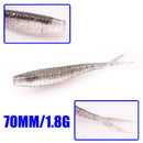 5pcs 70mm 1.8g Jig Wobblers Fishing Lures Easy Shiner Double Color Silicone Artificial Bait Carp Bass Fork tail Swimbaits