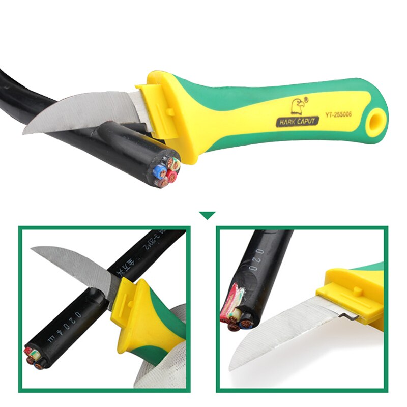 Cable Stripping Knife Wire Stripper Electrician Knife Curved Mouth With Hook Fixed Blade For Rubber Cable Wire Hand Tools