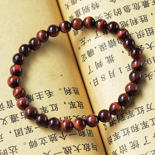 New Natural Stone Red Tiger Eye Bracelets Bangles Elastic Rope Chain Friendship Bracelets For Women and Men Jewelry