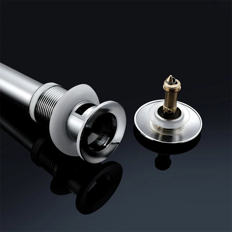 ROVATE Pop up Drain with Overflow Bathroom Sink Waste basin Drainer plug Bath Tub Round Chrome