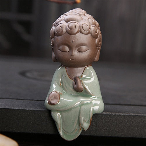 Creative Little Buddha Statues Buddhist Tathagata Cute Buddha Sands Purple Clay Tea Pet Accessories budha ornaments boutique
