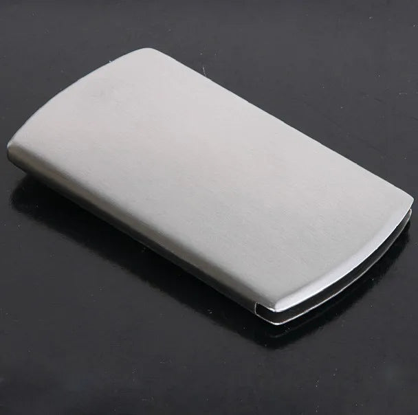 Vogue Thumb Slide Out Stainless Steel Pocket Business ID Credit Card Holder Case Men Office Supplies