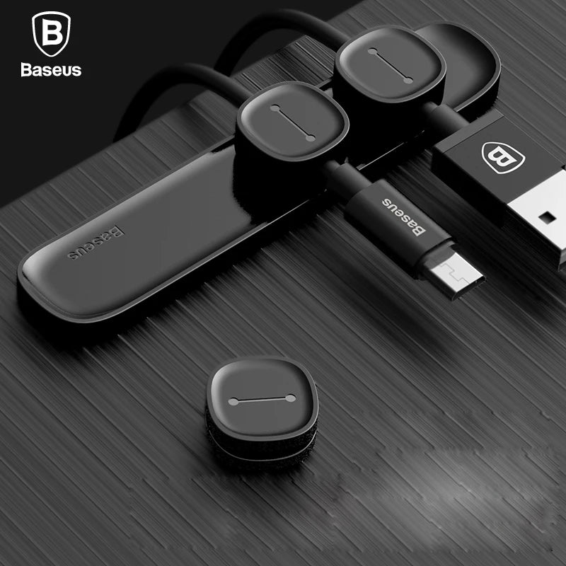 Baseus Magnetic protector Cable Clip Desktop Tidy Cable Organizer USB Charger Cable Holder Car Charging Magnetic Cable protector