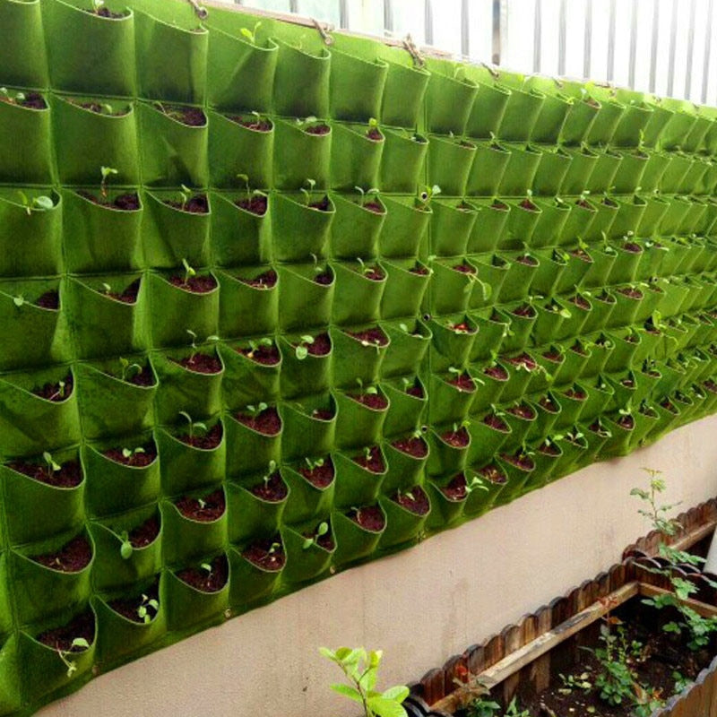 Green Pockets Growing Planter Bags Vertical Vegetable Garden Living Room Garden Bag Seedling Wall Hanging Plant Growing Bags