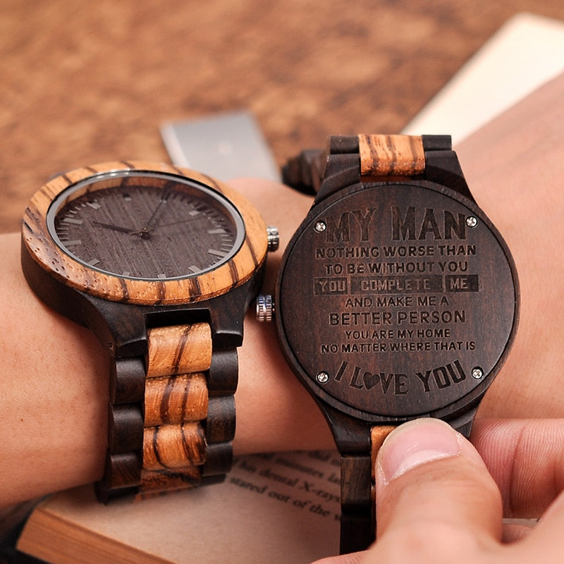Wood Engraving Watch Men Groomsmen Personalized Watches Father's Gift Anniversary Gift a Great Gifts For Man Relogio Masculino