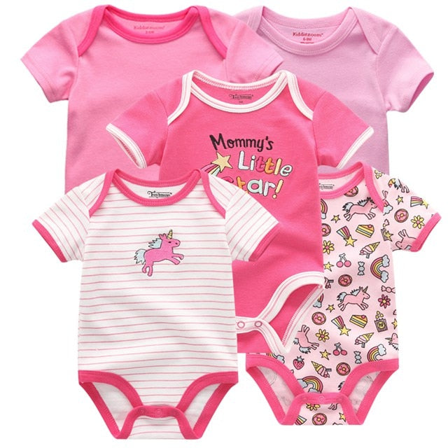 5PCS/Lot Newborn 100%Cotton Unicorn 0-12M Baby Boys Clothes Bodysuits Girls Clothing Baby Girls Clothes Roupas de bebe