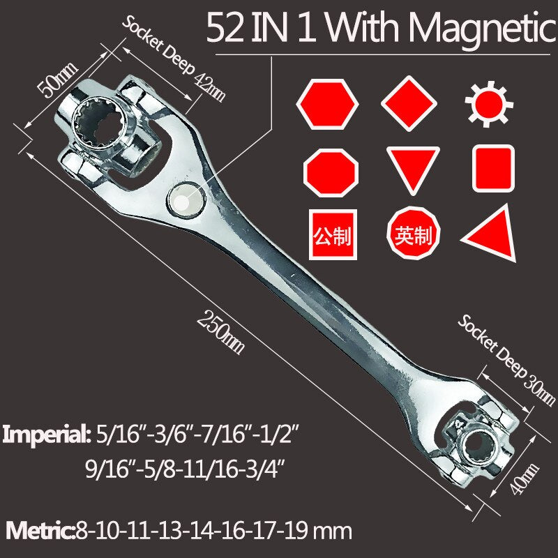 48 in 1 Wrench Socket Works with Spline Bolts Torx 360 Degree 6-Point Universial Furniture Car Repair Spanner Hand Tools