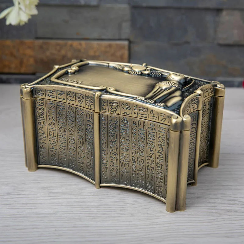 Vintage Egypt Bastet Cat Metal Anubis Jewelry Box Egyptian Gift Storage Case Home Art Craft Decoration Organizer Casket Chest