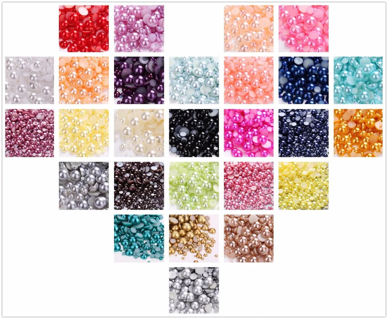 Mixed 3mm 4mm 5mm 6mm 8mm 10mm 1000pcs Acrylic Beads Pearl Imitation Half Round Flatback  For Jewelry Making DIY Accessories