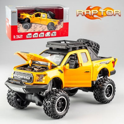 KIDAMI 1:32 Ford Raptor F150 Big Wheel Alloy Diecast Model Modified Off-Road Vehicle Collection Kids Toy Metal Car модель автомо