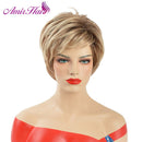 Amir Synthetic Pixie Cut Wigs Short Blonde Wig with Bangs for Women Brown Replacement Wig Straight Hair Wigs