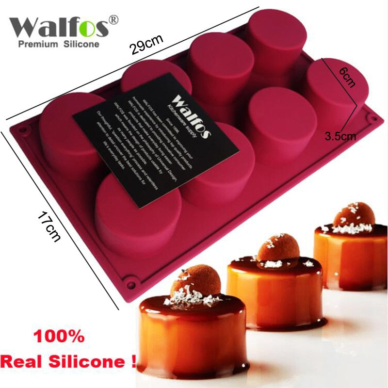 WALFOS 3D Handmade Round Shape Silicone Cake Mold 3Cupcake Jelly Pudding Cookie Mini Muffin Soap Mold DIY Baking Tools