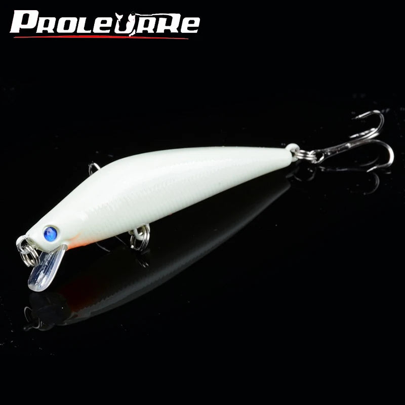 1Pcs 3D Fishing Lure 8cm 8.5g Minnow Wobbler Luminous Bait Hard Bass Lure Artificial Bait Pesca Treble Hooks Fishing tackle