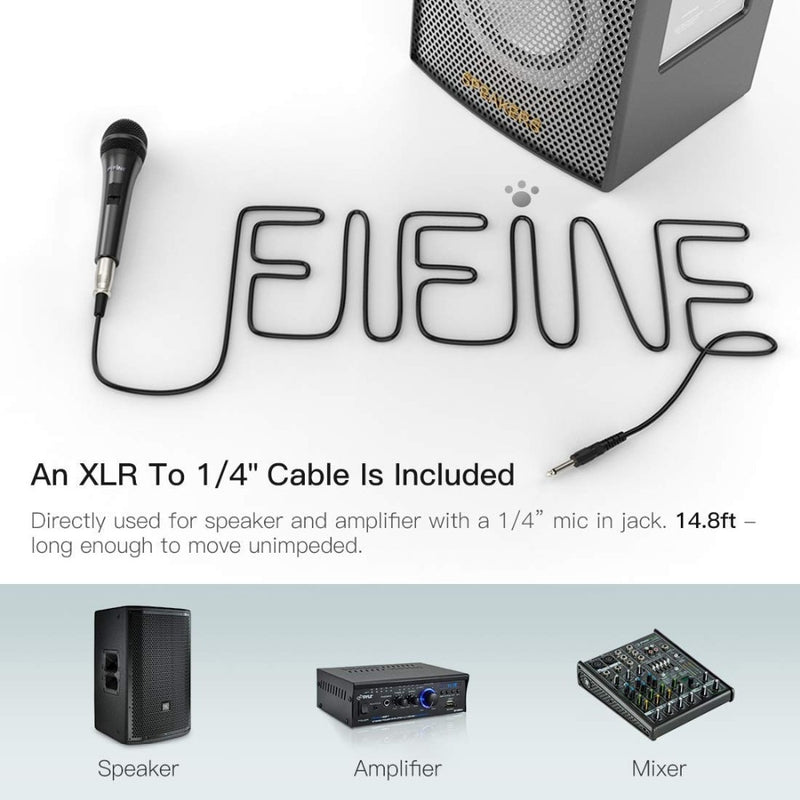 Fifine Dynamic Microphone for Speaker Vocal Microphone for Karaoke with On/Off Switch Includes 14.8ft XLR   to 1/4&#39;&#39; Connection