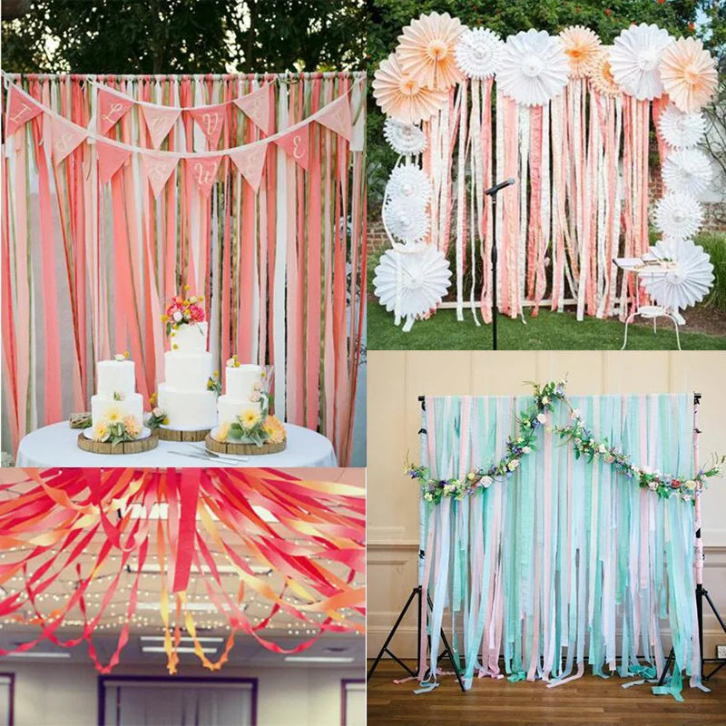 5cm*10 meters Crepe Paper Streamers Tissue Paper Roll Flower Craft Making Birthday Wedding Party Backdrop DIY Decoration