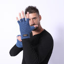 Fashion Winter Acrylic Wool Plus Plush Thick Jacquard Knit Warm Half Finger Mittens Men Full Finger Touch Screen Gloves C2