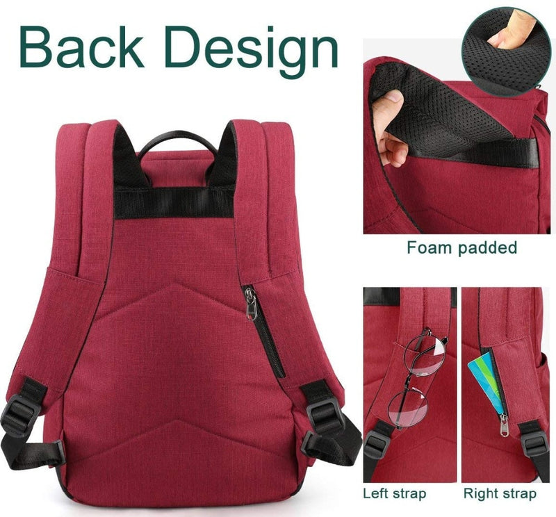 Lifetime Warranty Women Red USB Recharging School Bag Backpack for Teenagers Girl Anti-theft Female Male Mochila 15.6 Laptop Bag