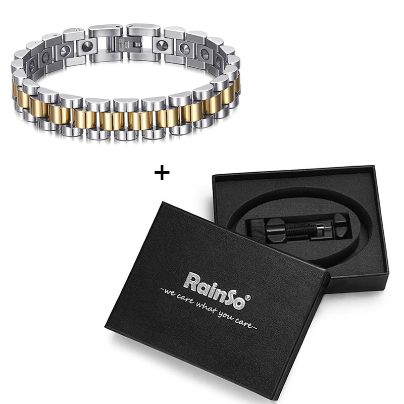 RainSo 99.999% Pure Germanium Bracelet for Women Korea Popular Stainless Steel Health Magnetic Germanium Energy Couple Jewelry