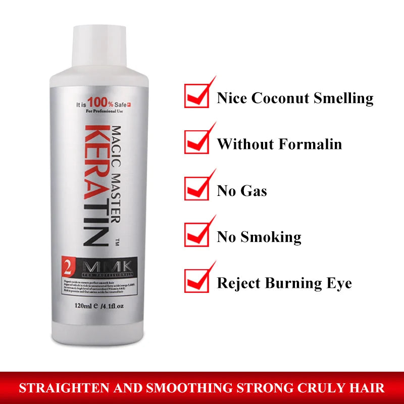 120ML Good Smelling Magic Master Keratin Hair Treatment Straightening Frizzy and Make Smoothy Shiny Hair Get Free Comb