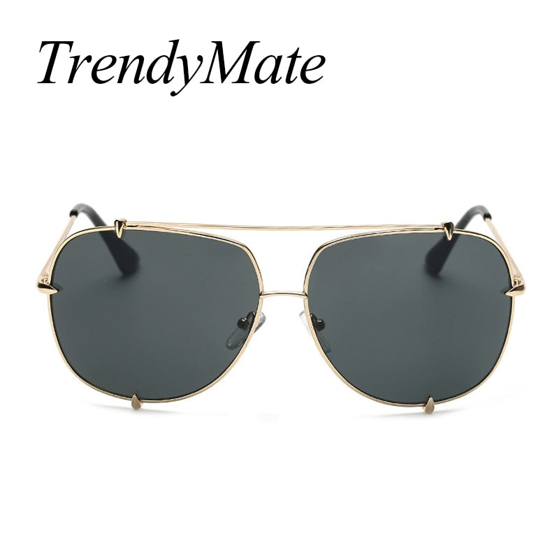 2017 Men Brand Designer Vintage Pilot Sun Glasses for Male Oversized Shades Retro Female Steampunk Sunglasses Gafas Oculos 485M