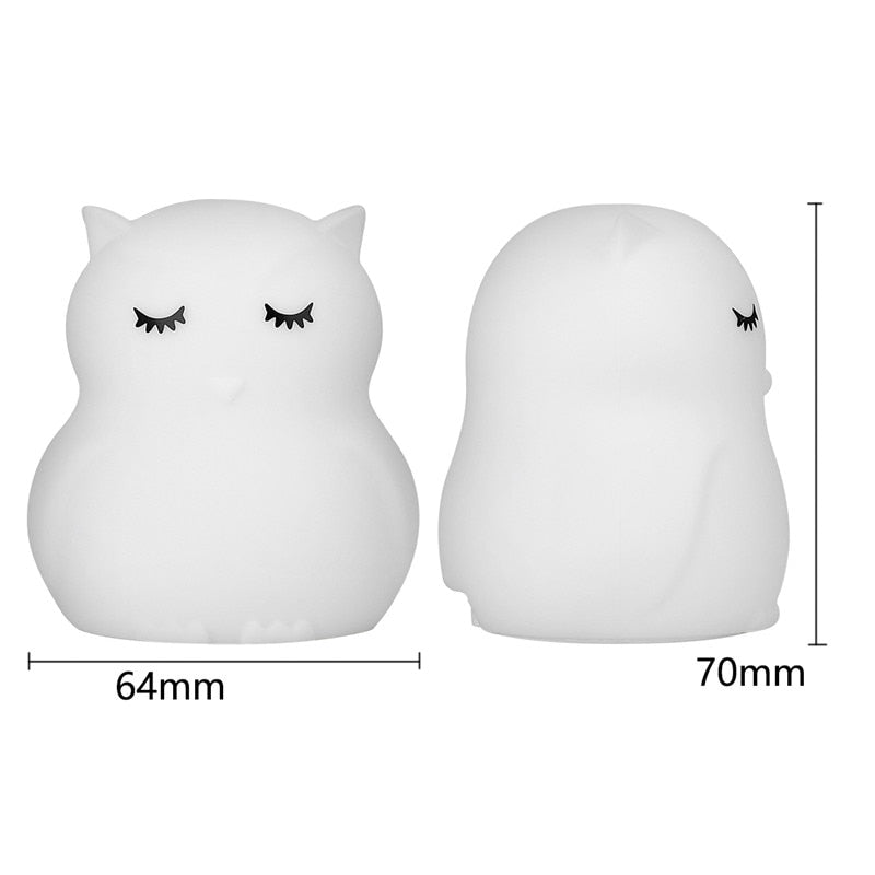 Mini Bear Rabbit Hippo Owl Penguin Lamp RGB LED Night Light Portable Cartoon Silicone Animal Lamp for Children Kids Baby Gift