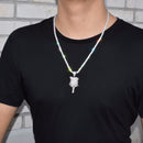 Rose Flower Necklace & Pendant Color Iced Cubic Zircon Men's Hip Hop Jewelry