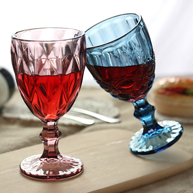 Wine Glass Cups Retro Vintage Relief Red Wine Cup 300ml Engraving Embossment Juice Drinking Glasses Champagne Assorted Goblets