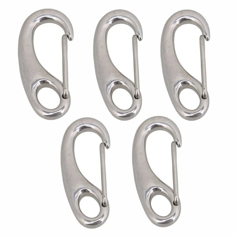 304 Stainless Steel Egg Shape Spring Snap Multifunctional Hiking Camping Belt Carabiner Quick Release Hook 10Pcs/5Pcs/2Pcs