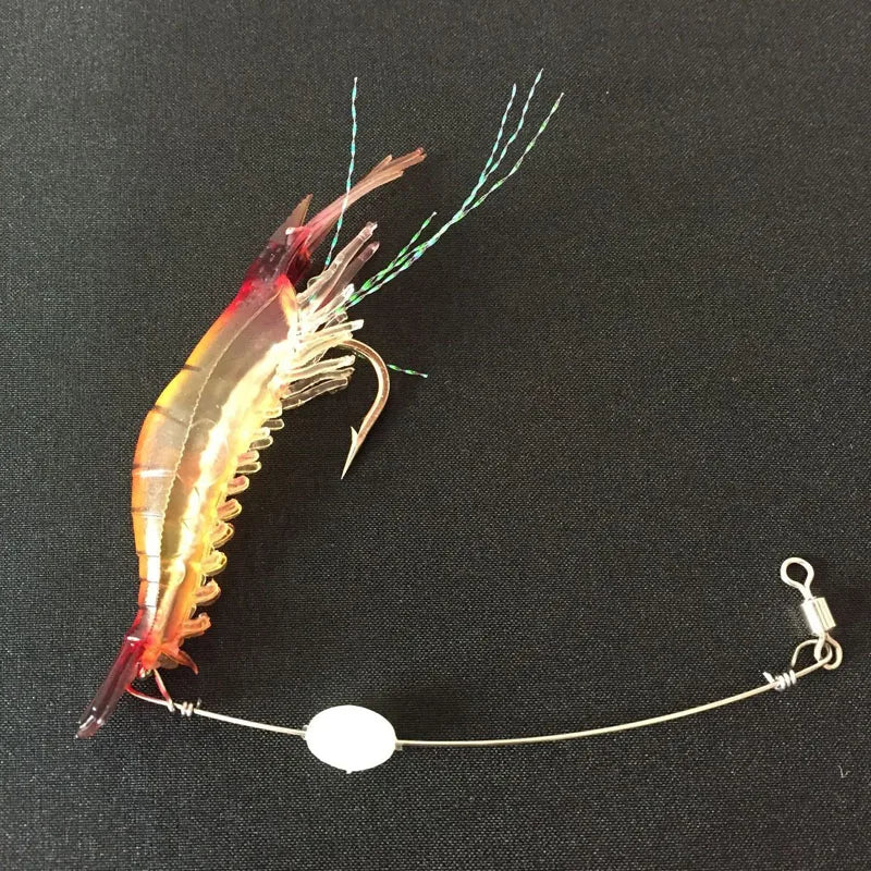5pcs/lot Shrimp Soft Lure 9cm/6g Fishing Artificial Bait With Glow Hook Swivels Anzois Para Pesca Sabiki Rigs Fishing Lure FU40