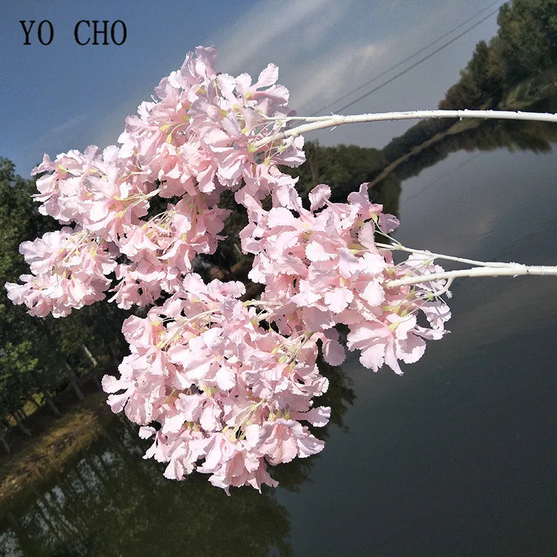 90cm Silk Hydrangea White Branch Drifting Snow Gypsophila  Artificial Flowers Cherry Blossoms Wedding Arch Decorate Fake flower