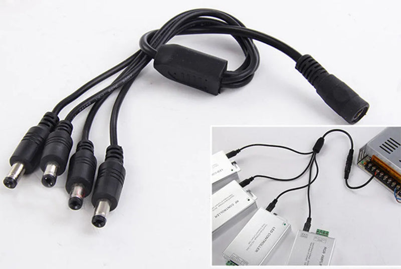 DC 12V 1 Female 2 3 4 8 Male Way Y Splitter Cable 5.5*2.1mm Female Male Extend Power Cord For CCTV Camera Home Appliance LED