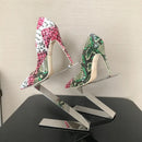 2018 Spring Brand Shoes Woman High Heels Womens Lady Pumps High Heel Shoe Ladies Shoes Snake Printed beige bottom 8 10 12 cm