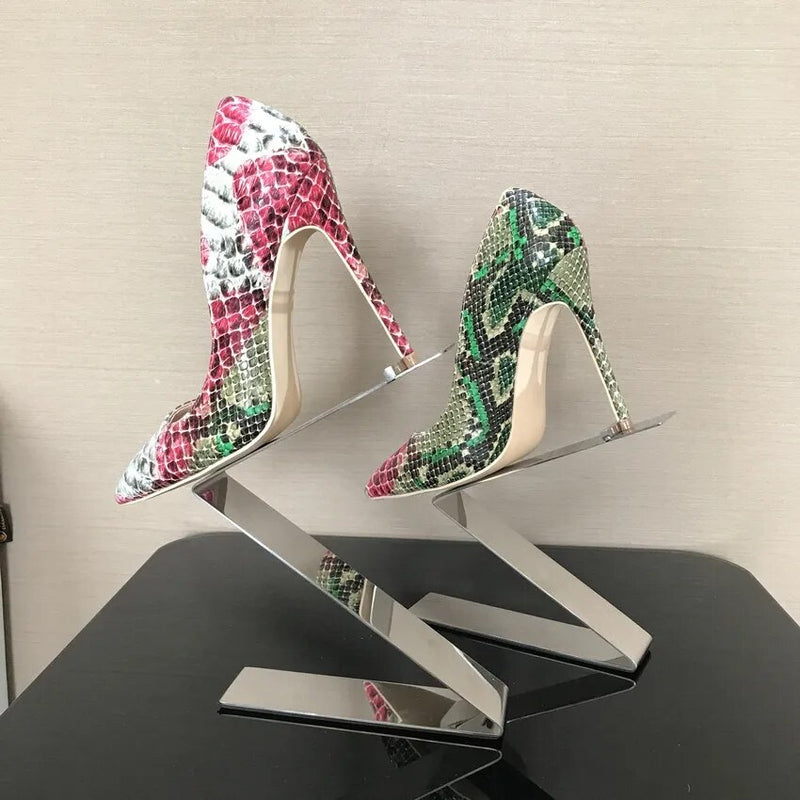 2018 Spring Brand Shoes Woman High Heels Womens Lady Pumps High Heel Shoe Ladies Shoes Snake Printed beige bottom 8 10 12 cm