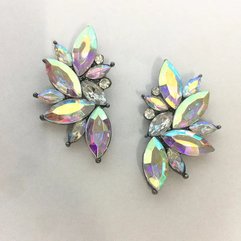 2018 Elegant Crystal Opal Stone Stud Earrings Christmas Party Earrings for Women Trendy Earrings 19 colors