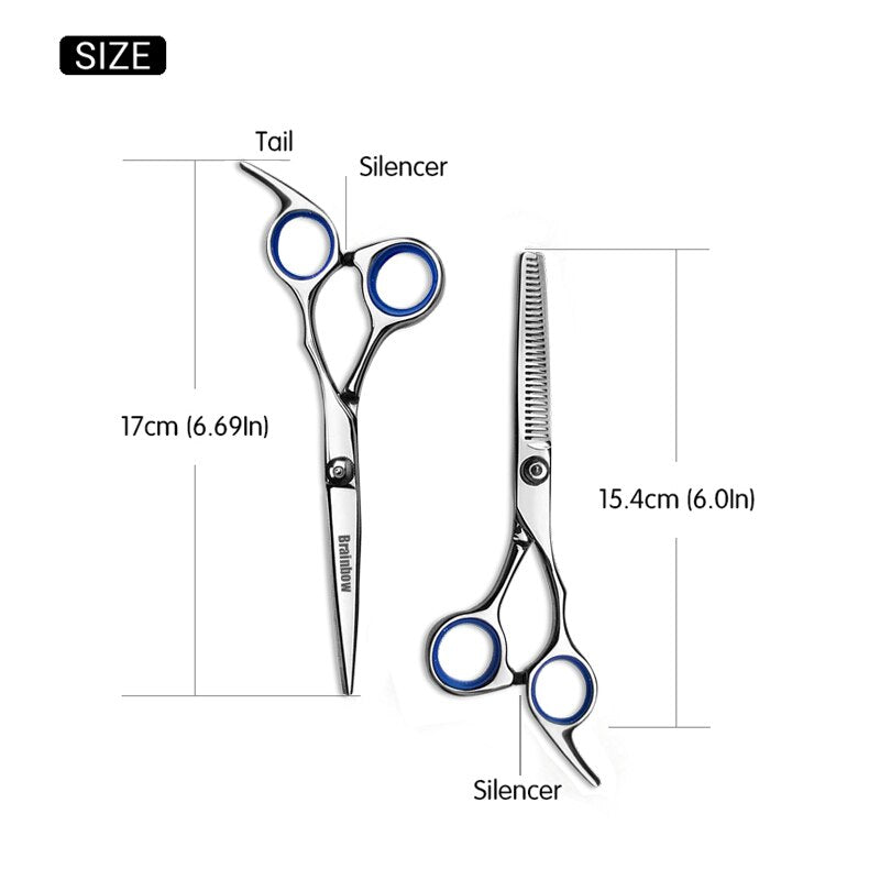 Brainbow 6&#39;&#39;Hair Scissors Stainless Steel Hair Salon Trimmer for Home&amp;Family Cutting Thinning Haircut Hair Styling Tools