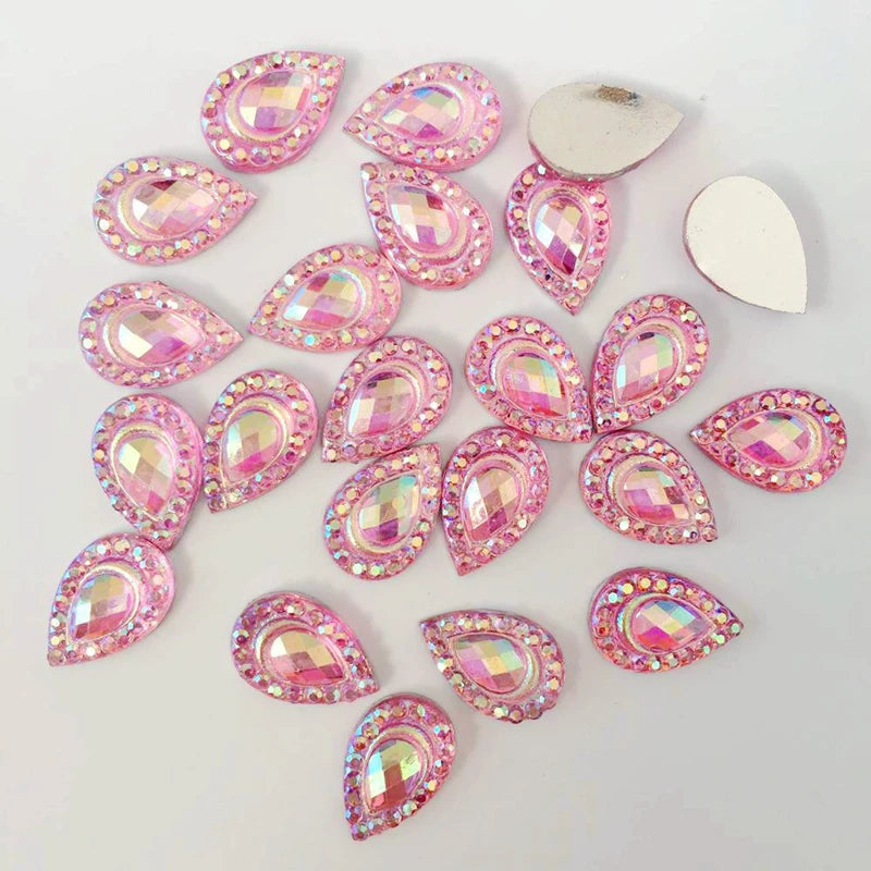 DIY 100pcs 8*12mm Drop AB Flat-back rhinestone Stone Crystal for Wedding decoration Clothing accessories buttons A48
