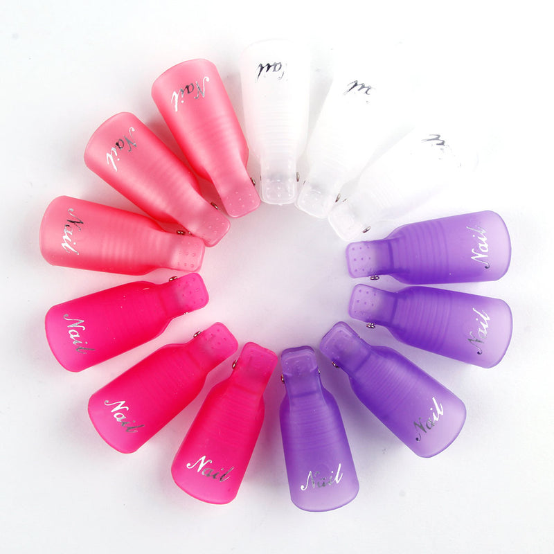 10PCS Plastic Nail Art Soaker Off Caps Clip UV Gel Polish Remover Wrap Tool Nail Art Tips Tools for Fingers Nail Polish Remover