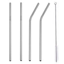 New 4Pcs/Set Reusable Stainless Steel Straw with Cleaner Brush or Straw Box Eco Friendly Metal Drinking Straws Set for Glass Mug