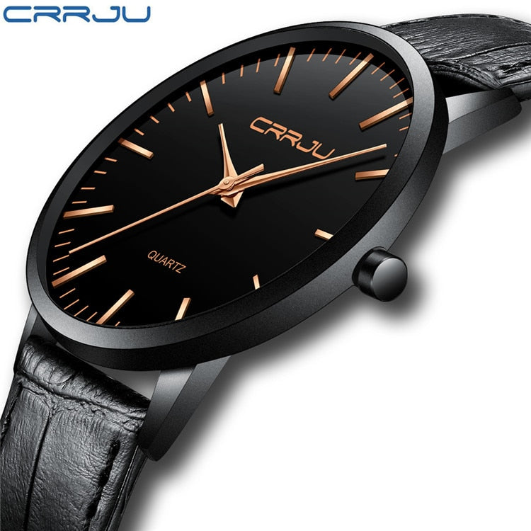 New Fashion Mens Watches Top Brand Luxury CRRJU Men Quartz Watch Mesh Band Stainless Steel Ultra Thin Clock Relogio Masculino