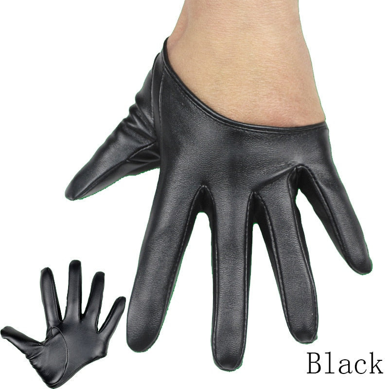 LongKeeper New Design Sexy Leather Gloves for Women Half Palm PU Leather Gloves Party Show Mittens Black Gold Silver SXJ106