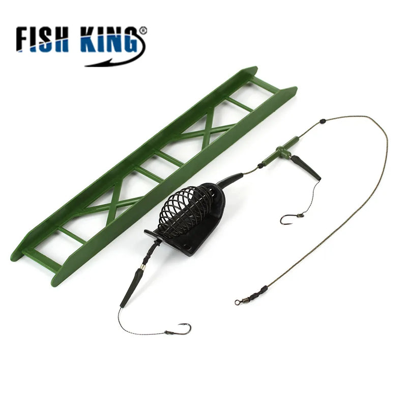 FISH KING Fishing Bait Cage 20g 30g Fish Bait Lure Copper Trap Basket Feeder Holder With Hooks Carp Fishing Tackle Accessories