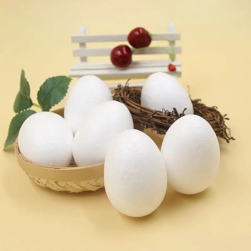 10PCS/lot 4/6CM White Foam Eggs Solid Modelling Polystyrene Styrofoam Foam Ball Eggs Shape DIY Easter Decorations Kids Gifts