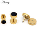 Alisouy 2pcs Drip Oil Round Barbell Body Piercing Jewelry Fake Ear Plug Tunnels Stainless Steel Earring Studs Girl Boy Earrings