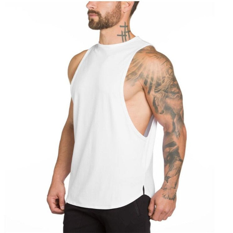 Brand Gym Stringer Clothing Bodybuilding Tank Top Men Fitness Singlet Sleeveless Shirt Solid Cotton Muscle Vest Undershirt