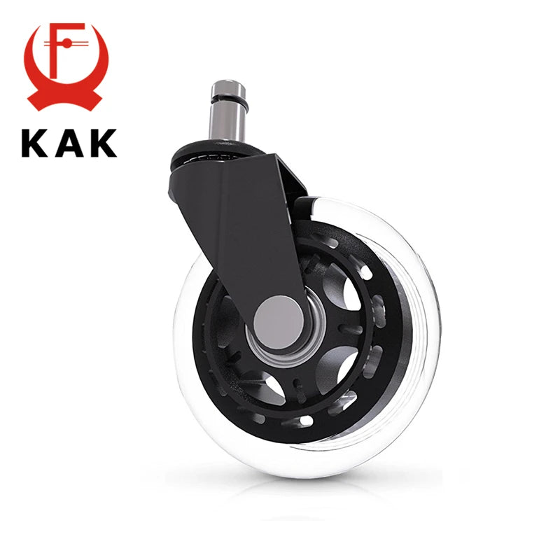 5PCS KAK 3" Universal Mute Wheel Office Chair Caster Replacement 60KG Casters Rubber Soft Safe Roller Furniture Wheel Hardware