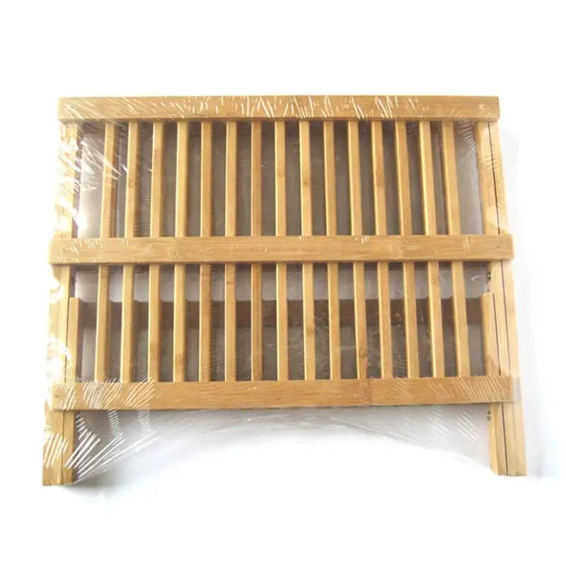 OUNONA Folding Bamboo Dish Rack Drying Rack Holder Utensil Drainer Plate Storage Holder Plate Wooden Flatware Dish Rack