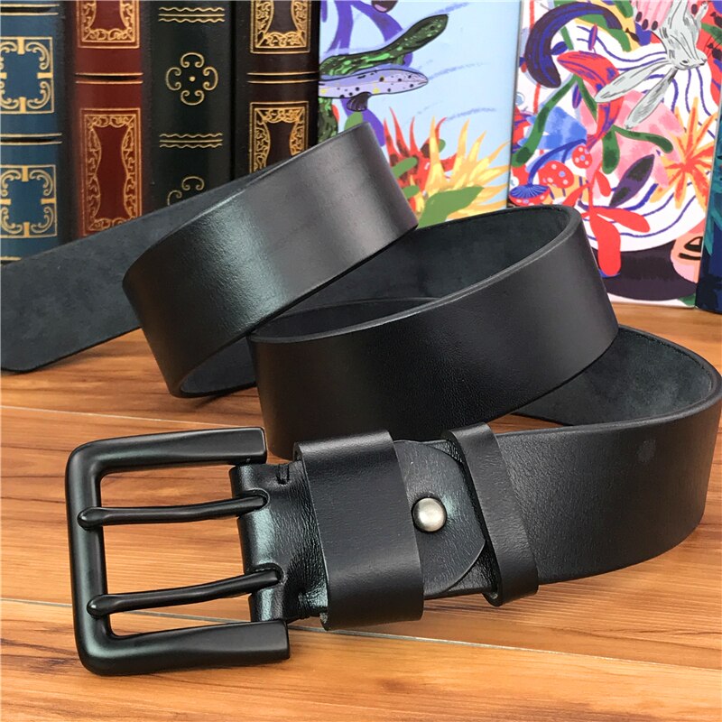 Double Pin Vintage Belt Buckle Super Wide 4.2CM Genuine Leather Men Belt Luxury Ceinture Homme Jeans Cinturon Mujer MBT0018