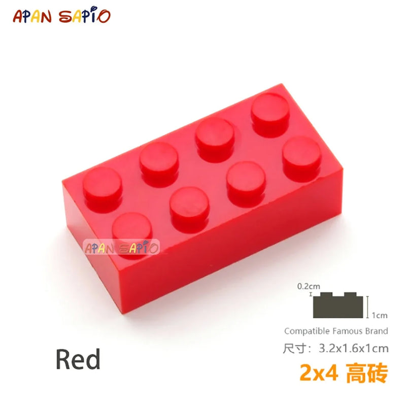 10pcs/lot DIY Blocks Building Bricks Thick 2X4 Educational Assemblage Construction Toys for Children Size Compatible With Brand